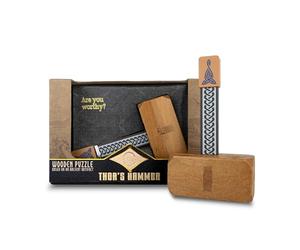Project Genius Inc. Martillo de Thor: rompecabezas de madera, dificultad media, desmonta y vuelve a montar este rompecabezas de temática nórdica basado en el famoso martillo Mjolnir de Thor, a partir