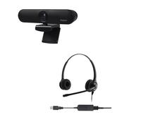 Project Telecom Vision+ Cámara web HD 1080P | Auriculares USB profesionales con cancelación de ruido binaural | Paquete de paquete | Compatible con DoTimely Hub