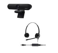 Project Telecom Vision+ Cámara web HD 1080P | Auriculares USB profesionales con cancelación de ruido binaural | Paquete de paquete | Compatible con Webinar Jam