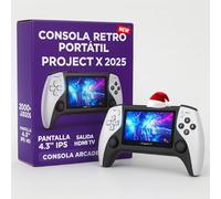 Project X 2025 Consola juegos retro para TV - Emulador consola retro arcade HDMI, portátil 4,3'' IPS, 2000 juegos, doble joystick 3D, consola retro HDMI para niños y adultos, blanca regalo ideal gamer