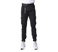 Project X Paris - Jeans 1990006 Jean Cargo Bolsillos y Correa en la Parte Inferior Negro - 1990006BK - Black, 29