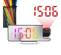 Projection Alarm Clock - ABS 19.3x8.5x4Cm LED Display | Mirror Digital Ceiling Projector Clock with Auto Dimming, Temperature, Snooze | Bedside, Home, Dorm, Apartment, Bedroom, Living Room Use