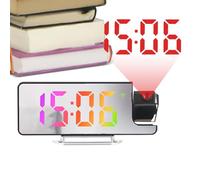 Projector Alarm Clock - LED Display Temperature Sensor for Home | Digital Bedside Desktop Clock with Adjustable Projection, Time and Date Display, Snooze Function for Dorm Apartment Living Room Office