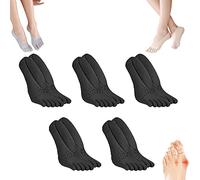 Projoint Calcetín de salud anti juanetes, corrector de juanetes para mujeres, calcetines de dedo del pie para mujeres transpirables calcetines de dedo del pie dividido de cinco dedos (negro)