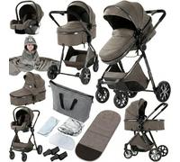 Prokoke Carrito Bebe 3 en 1, Carrito Bebe con Empuje Reversible de Dos Vías, Carro 3 Piezas con Estructura de Aleación Aluminio, Cochecito Tres Piezas Para Recién Nacidos (225 Chocolate)