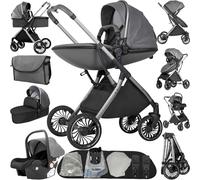 Prokoke Carrito Bebe 4 en 1, Cochecito Bebes 3 Piezas con Empuje Reversible de Dos Vías, Carro Bebe 4 Piezas con Estructura de Aleación Aluminio, Coche Bebes 3 en 1 Recién Nacidos (688 Deep Grey)