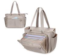 Prokva Bolsa de Mano para Enfermeras para Mujer, Bolsa Clínica de Enfermería con Organizador de Archivos en Acordeón, Accesorios de Enfermería para el Trabajo y la Atención Médica en el Hogar, Gris