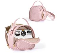 Prokva Bolsa para Cámara Mini Compatible con Cámaras Instantáneas Polaroid Go de Segunda Generación. Bolsa Bandolera Pequeña con Bolsillos y Correa para el Hombro, Rosa