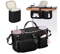 Prokva Organizador para Cochecito con Consola para Padres, Compatible con WONDERFOLD W2, con 2 Portavasos Térmicos y Bolsa Térmica Extraíble, Negro (Bolsa Vacía).