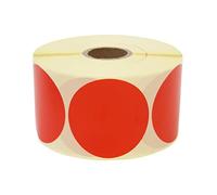 Prolac 1000 unidades de puntos adhesivos coloridos en rollo, 50 x 50 mm, color rojo, puntos de pegamento, autoadhesivos, redondos, perfectos para la identificación en la oficina