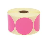 Prolac 1000 unidades de puntos adhesivos coloridos en rollo, 50 x 50 mm, color rosa, puntos adhesivos, redondos, perfectos para etiquetado en la oficina