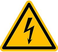 Prolac Etiquetas adhesivas de advertencia en hojas - Tensión eléctrica, 100 unidades, longitud de las patas 50 mm, etiquetas autoadhesivas, etiquetas adhesivas con advertencia, etiquetas de envío