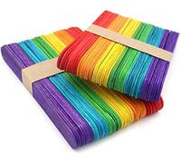 ProLeo - 100 varillas de madera de colores (15 x 2 cm, palillos de madera para hacer manualidades)