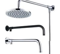 Prolongador De Ducha Brazo de extensión de cabezal de ducha de 38/48cm, montaje en pared, tubo de extensión de lluvia de acero inoxidable, soporte de ducha, Base, accesorios de baño(Silver-38cm)