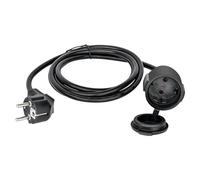 Prolongador exterior de 2 m: alargador exterior con enchufe Schuko para exterior IP44-1,5 mm² 3500 W, cable exterior con tapa de protección, color negro