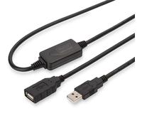 Active USB 2.0 Repeater/Extension Cable, 10 m A/M to A/F, black
