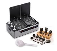 Promafit® Calentador Premium Hot Stone | Calentador profesional 2 en 1 para piedras de masaje y aceite de masaje con indicador digital de temperatura, calentamiento rápido y 45 piedras calientes