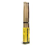 ProMark Baquetas Bateria - Rebound 5B Drumsticks - FireGrain - Sensación de peso trasero - Acabado de laca, Punta de Bellota, Madera de nogal americano - 3 pares de Rebound 5B + 1 par de FireGrain 5B