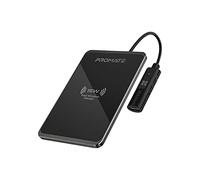 Promate, Cargador Qi Inalámbrico, Almohadilla de Carga Rápida Ultrafina 15W, Certificación Qi, Entrada USB-C, Protección Sobrecarga, Base Antideslizante, iPhone 12, Galaxy S21, AuraCard-15W