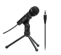 Promate Tweeter-9, micrófono de Condensador, Conector de 3,5 mm, estéreo, Multimedia, Condensador, micrófono Vocal, Soporte para computadora portátil, PC, grabadora de Voz Digital PC, Negro