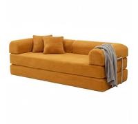 PromCaeruyn Sofá Cama Convertible 3 en 1, Sofá Modular Combinado, Sofá de Suelo Plegable, Sofá Cama sin Brazos para Sala de Estar Apartamento Dormitorio Sala de Juegos(Yellow,150cm)