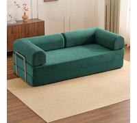 PromCaeruyn Sofá Cama Convertible 3 en 1, Sofá Modular Combinado, Sofá de Suelo Plegable, Sofá Cama sin Brazos para Sala de Estar Apartamento Dormitorio Sala de Juegos(Green,220cm)
