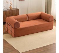 PromCaeruyn Sofá Cama Convertible 3 en 1, Sofá Modular Combinado, Sofá de Suelo Plegable, Sofá Cama sin Brazos para Sala de Estar Apartamento Dormitorio Sala de Juegos(Caramel,150cm)