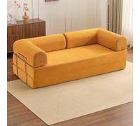PromCaeruyn Sofá Cama Convertible 3 en 1, Sofá Modular Combinado, Sofá de Suelo Plegable, Sofá Cama sin Brazos para Sala de Estar Apartamento Dormitorio Sala de Juegos(Yellow,180cm)