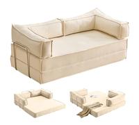 PromCaeruyn Sofá Cama Convertible de Pana, Sofá Cama Modular Plegable 3 en 1 sin Brazos para Sala de Estar Apartamento Dormitorio Sala de Juegos.(Beige,180cm)