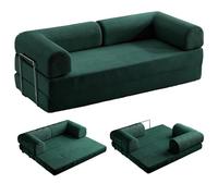 PromCaeruyn Sofá Cama Convertible, Sofá Modular Combinado, Sofá de Suelo Plegable, Sofá Cama sin Brazos para Sala de Estar, Apartamento, Dormitorio y Sala de Juegos(Green)