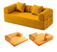 PromCaeruyn Sofá Cama Convertible, Sofá Modular de Suelo Plegable Combinado, Sofá Cama sin Brazos para Sala de Estar, Apartamento, Dormitorio y Sala de Juegos(Yellow,200cm)