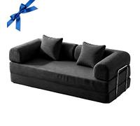 PromCaeruyn Sofá Convertible, Sofá Modular de Suelo Plegable Combinado, Sofá Cama sin Brazos para Sala de Estar, Apartamento, Dormitorio y Sala de Juegos(Black,200cm)