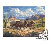 Promenade en Chariot westernPuzzles 1000 Pièces Pour Adultes, Jeux ÉducatifsDesert Style d'art paysager