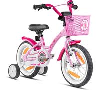 PROMETHEUS BICYCLES Bicicleta niña 4-6 años 14 Pulgadas Bicicleta niña 4 años Bici - Infantil con Pedales ruedines y Freno contrapedal Rosa