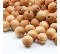 Prometis 100 cuentas de 15 mm redondas de sándalo natural, hermosas cuentas espaciadoras pulidas hechas a mano con cordón elástico para pulseras, fabricación de joyas de bricolaje
