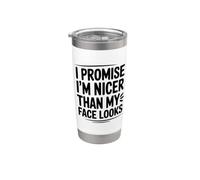 Prometo que soy más agradable de lo que mi cara se ve Vaso térmico de acero inoxidable de doble pared