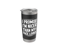 Prometo que soy más agradable de lo que mi cara se ve Vaso térmico de acero inoxidable de doble pared