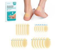 Promifun 24ct Almohadillas de gel hidrocoloide para ampollas - Vendas adhesivas impermeables para ampollas - Gel blíster bandages Cushion Pads para talón, dedos de pies, Pies,Dedos(Variety Pack)