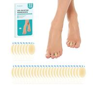 Promifun 32ct Almohadillas de gel hidrocoloide para ampollas - Vendas adhesivas impermeables para ampollas - Gel blíster bandages Cushion Pads para talón, dedos de pies, Pies,Dedos(Toe Pack)