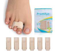 Promifun 6 paquetes de corrector de dedos para dedos rotos - Separadores ortopedicos con almohadillas de martillo, vendajes acolchados para dedos Crooked Toes (6 L, marrón)