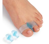 Promifun Bunion Corrector, separador de dedos con 2 trabillas, paquete de 10 correctores de dedos de gel (M, azul)