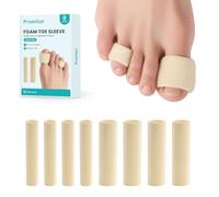 Promifun Cuttable Toe Tubes Sleeves - Foam Toe Protectors for Corns, Calluses, Blisters - Fabric & Breathable Gel Lining Toe Sleeve Protectors Relief Toe Pressure Pain - (4 Large + 4 Small, White)