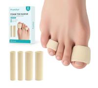 Promifun Cuttable Toe Tubes Sleeves - Foam Toe Protectors for Corns, Calluses, Blisters - Fabric & Breathable Gel Lining Toe Sleeve Protectors Relief Toe Pressure Pain - (2 Large + 2 Small, White)