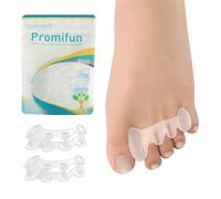 Promifun Separadores de dedos, 1 par de almohadillas de gel suave para corrección de juanetes, ensanchador de dedos para aliviar la fascitis plantar, dedos en garra (transparente + L)