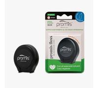 Promis Floss - Hilo dental expandible encerado, adaptaciones interdentales delicadas, probado clínicamente, aceites esenciales, sin flúor, 100% vegano, reciclado, color negro