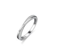 Promise - Anillo para mejor amiga, anillo de cruz con moissanita, plata de 14 quilates, oro blanco, talla 61 (19,4)