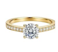 Promise Anillo para mujer, Pinky, 4 dientes, con moissanita, oro amarillo de 18 quilates, talla 60 (19,1)