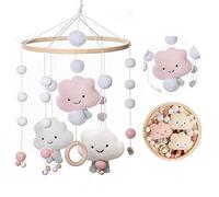Promise Babe Mobile Baby Big Clouds Wind Chimes Felt Ball Clouds Mobile Baby Room Wood Crocheted Mobile Baby Boys Girl Bed Bell Pendant Baby Bed Bed Changing Table Decoration Baby Big Clouds Mobile