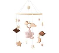 Promise Babe Mobile Baby Mobile Móvil para bebé Campanillas de viento Nubes Luna Estrellas Móvil Wind Chimes Clouds Moon Stars Mobile Handmade Wood Crocheted Baby Girl Bedbell Pendant Hang Bedbell