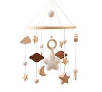 Promise Babe Mobile Baby Mobile Móvil para bebé Campanillas de viento Nubes Luna Estrellas Móvil Wind Chimes Clouds Moon Stars Mobile Handmade Wood Crocheted Baby Girl Bedbell Pendant Hang Bedbell